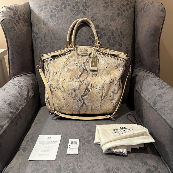 COACH MADISON PYTHON EMBOSSED LEATHER LINDSEY #18941 - Picture 1 of 11